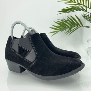 Earth Women's Christine Boot Size 9 M Chelsea Block Heel Pull On Black Suede